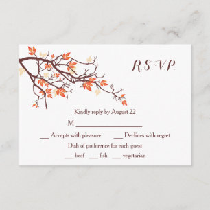 Fall Tree Branch Wedding RSVP Card Karte