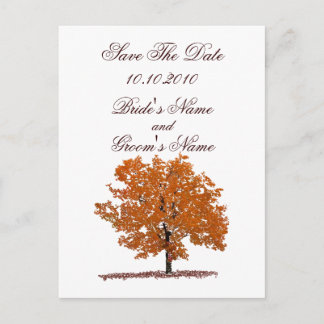 Fall Tree Save the Date Postkarte. Ankündigungspostkarte