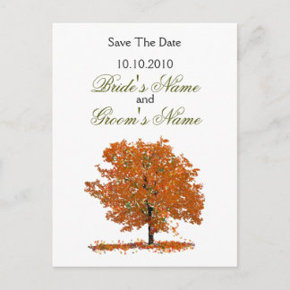 Fall Tree Save the Date Postkarte. Ankündigungspostkarte