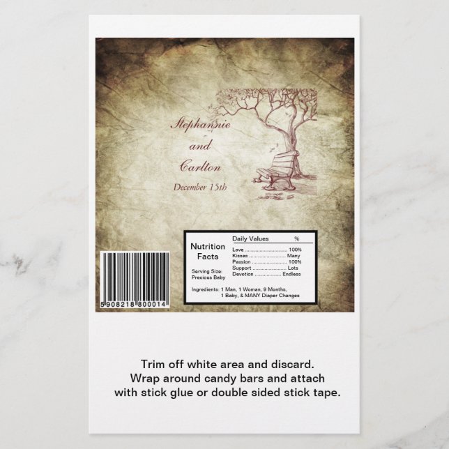 Fall Tree Wedding Large Candy Bar Wrap Flyer (Vorne)