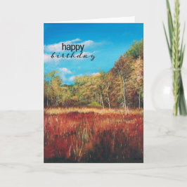 Fall Trees Blue Sky Art Happy Birthday Karte