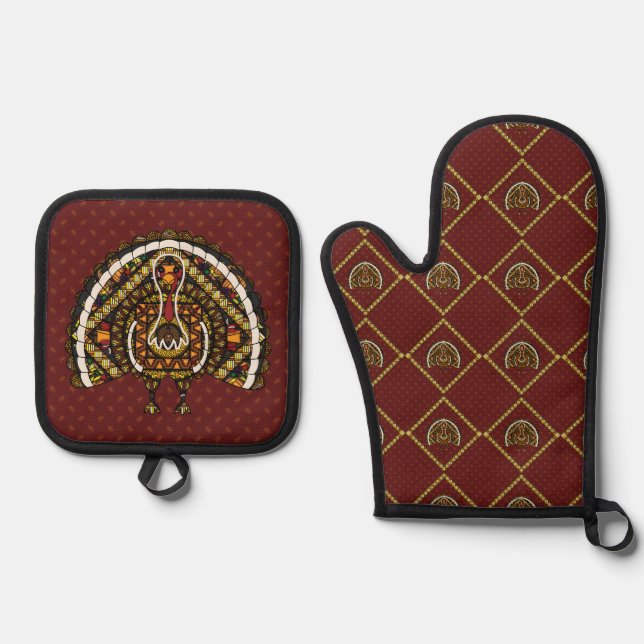 Fall Türkei Ofenhandschuh & Topflappen-Set (Vorderseite)