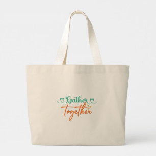 Fall Typografy Design - Herbst zusammenbringen Jumbo Stoffbeutel