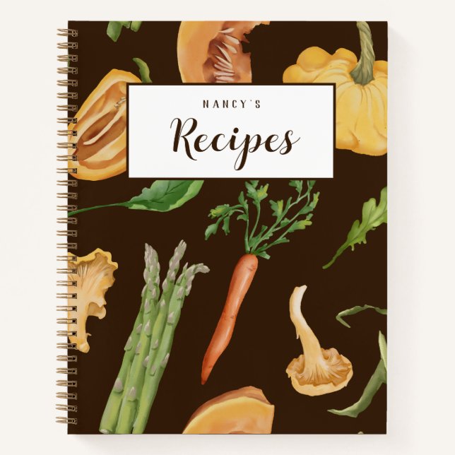Fall Vegetables Custom Rezept Journal - Brown Notizbuch (Vorderseite)