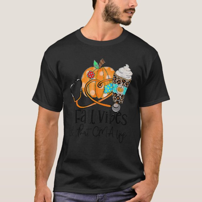 Fall Vibes And CMA Life Pumpkin Leopard Thanksgivi T-Shirt (Vorderseite)