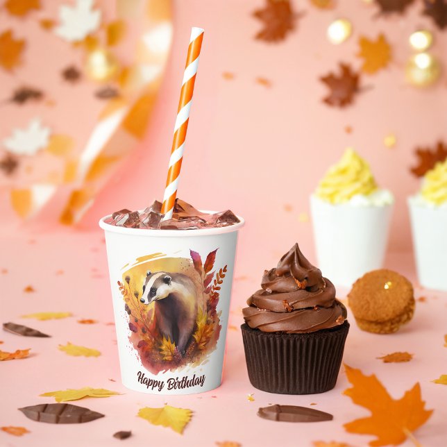 Fall vibes Badger - Geburtstag Pappbecher (Von Creator hochgeladen)