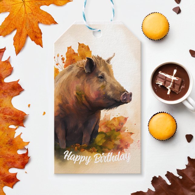 Fall vibes Boar - Geburtstag Geschenkanhänger (Von Creator hochgeladen)