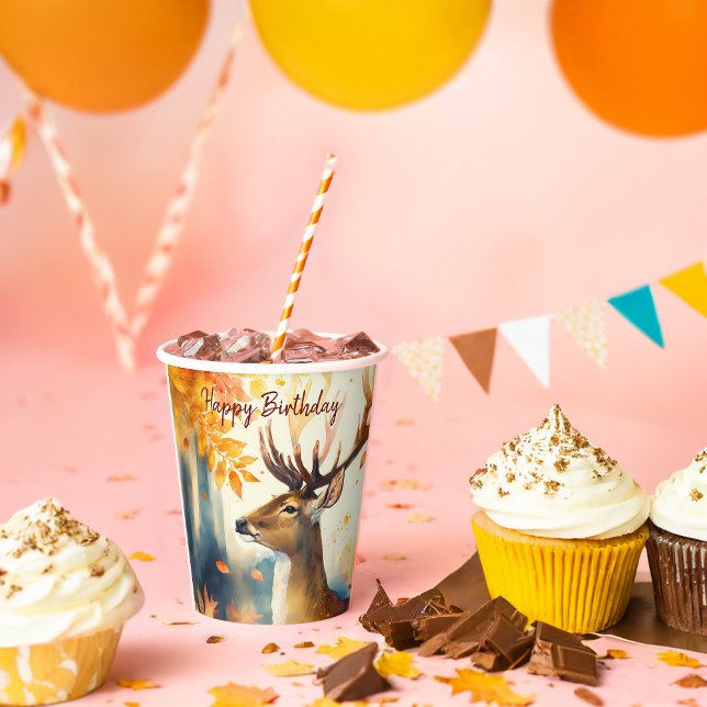 Fall vibes Deer - Geburtstag Pappbecher (Von Creator hochgeladen)