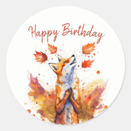 Fall vibes Fox - Geburtstag Runder Aufkleber