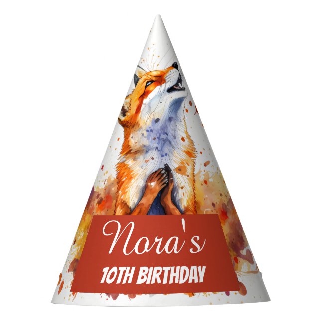 Fall Vibes Fox - Geburtstagsparty-Hut Partyhütchen (Vorderseite)