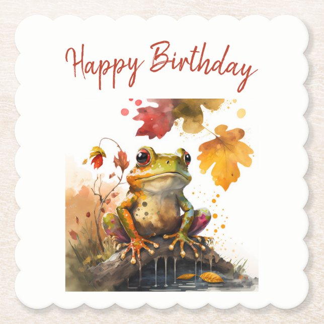 Fall vibes Frog - Geburtstag Untersetzer (Vorderseite)