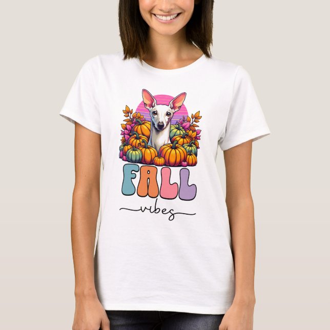 Fall Vibes Iggy Dog Pumpkin Patch Pastel Goth T-Shirt (Vorderseite)
