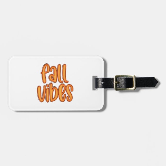 🍂 Fall Vibes Orange Text Graphic Gepäckanhänger (Vorderseite horizontal)