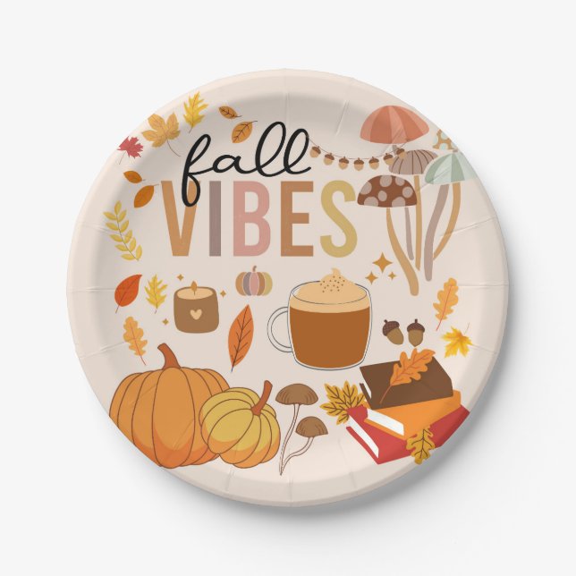 Fall Vibes Pappteller (Vorderseite)