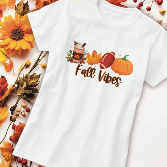 Fall Vibes Pumpkin Spice Football T-Shirt (Von Creator hochgeladen)