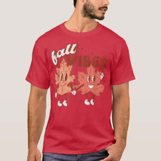 Fall Vibes Pumpkins Funny Blätter Herbst Vibes Red T-Shirt