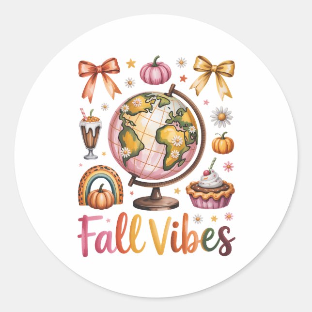 Fall Vibes Runder Aufkleber (Vorderseite)