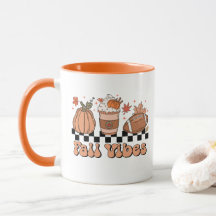 Fall Vibes Tasse, Pumpkinzeit, Retro Fall Doodle