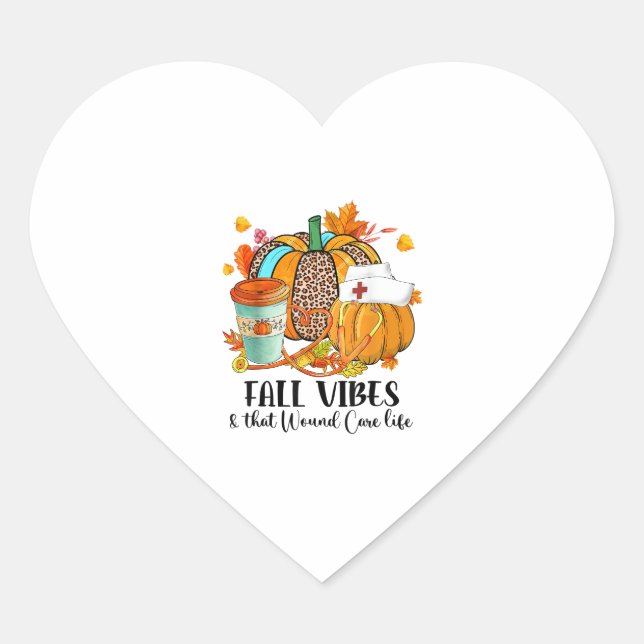 Fall Vibes & The Wundcare Life Herbst Lover Herz-Aufkleber (Vorderseite)