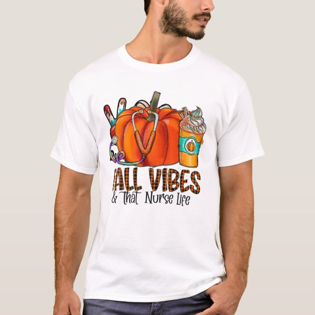Fall Vibes und dieser Krankenkürbis fallen Thankf T-Shirt (Vorderseite)