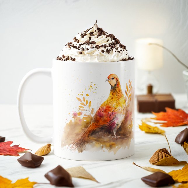 Fall Vibes Wasserfarbe Fasant - Kaffeetasse (Von Creator hochgeladen)