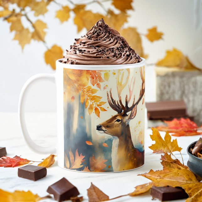 Fall Vibes Wasserfarbirsch - Kaffeetasse (Von Creator hochgeladen)