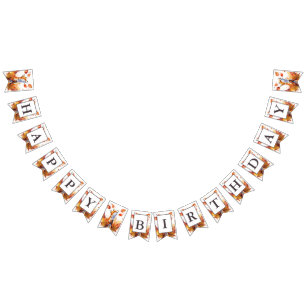 Fall Vibes Watercolor Fox - Geburtstag Wimpelkette