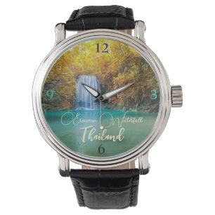 Fall View von Erawan Wasserfall Thailand Armbanduhr