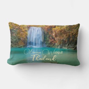 Fall View von Erawan Wasserfall Thailand Lendenkissen