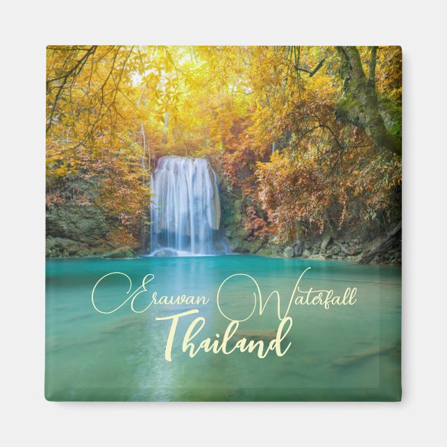 Fall View von Erawan Wasserfall Thailand Magnet (Vorne)