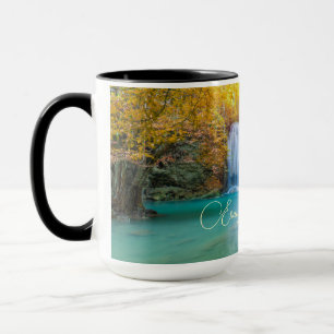 Fall View von Erawan Wasserfall Thailand Tasse