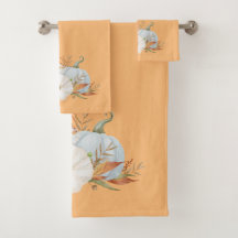 Fall Vignette of Pumpkins & Blätter Badetuch Set