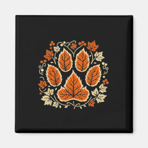 Fall Vine Leaf Dog Paw Print Herbst Ahorn Leaf als Magnet