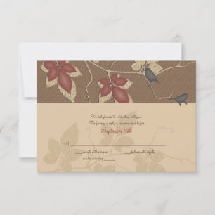 Fall Vines and Birds Wedding Repair Card RSVP Karte