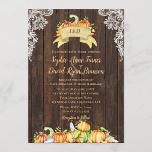 Fall Vintage Holzspürkins Hochzeit Einladung