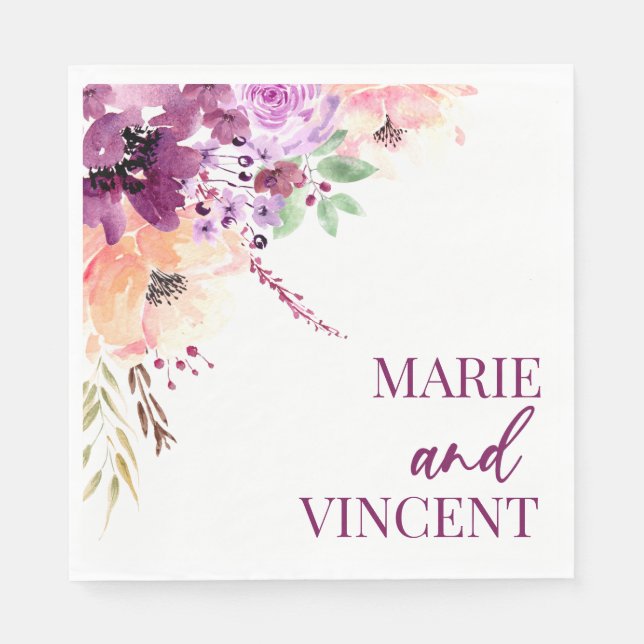 Fall Violet Magenta Lila Blume Serviette (Vorderseite)
