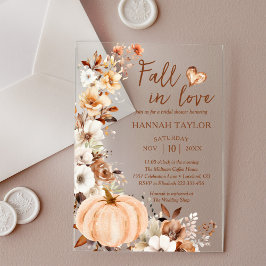 Fall von Liebe Pumpkin-Brautparty Acryleinladungen