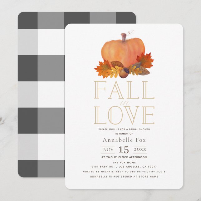 Fall von Liebe Pumpkin-Brautparty Einladung (Vorne/Hinten)