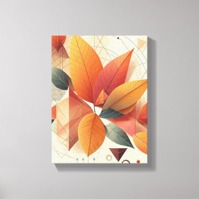 Fall Wall Art-Leaf and Geometric Shapes Leinwanddruck (Vorderseite)