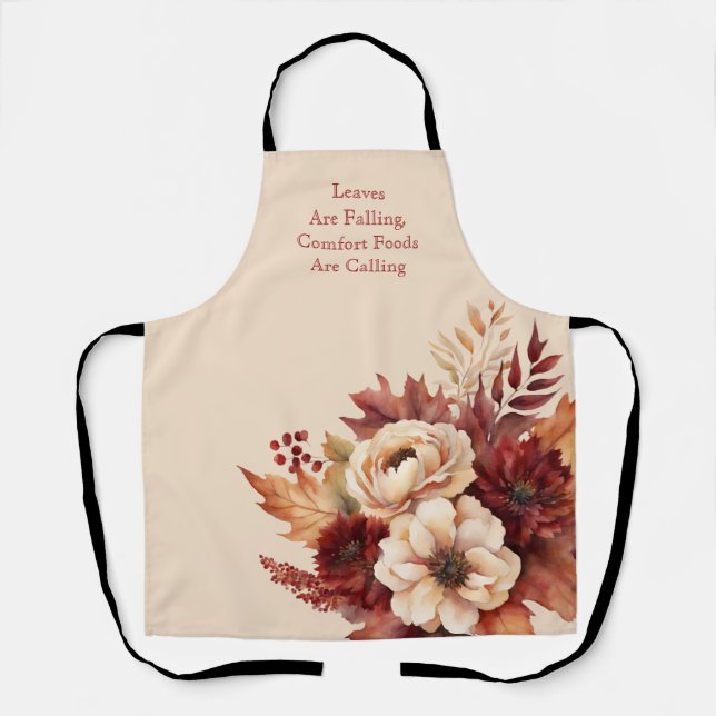 Fall Wasserfarbe Blume Creme und Rot- Schürze (Vorderseite)