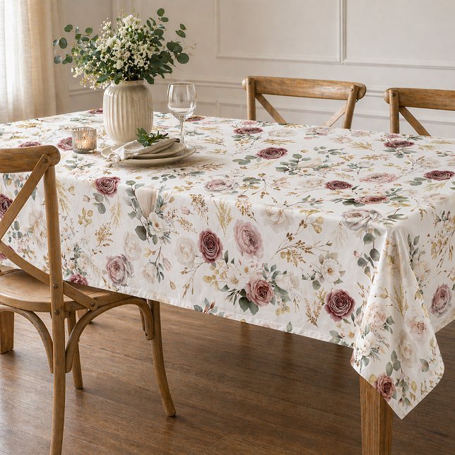 Fall Wasserfarbe Blumendusty Rose Hochzeit Tischdecke (Fall Floral Tablecloth)