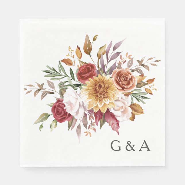 Fall Wasserfarbe Botanisch Serviette (Vorderseite)