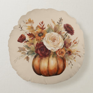 Fall Wasserfarbe Pumpen und Blume- Rundes Kissen