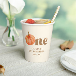 Fall Wasserfarbe Pumpkin 1. Geburtstag Pappbecher