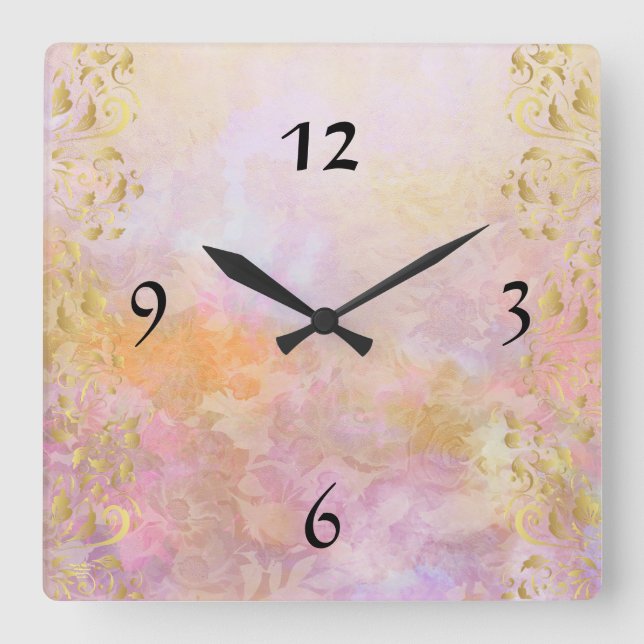 Fall Wasserfarbe Quadrat Uhr Blauer (Vorderseite)