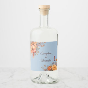 Fall Wasserfarbe Rustikale Blumenhochzeit Alkoholflaschenetikett