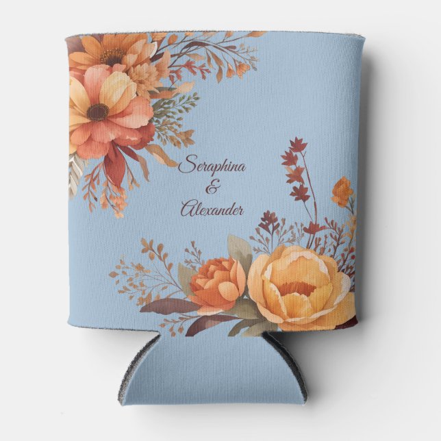 Fall Wasserfarbe Rustikale Blumenhochzeit Dosenkühler (Vorderseite)