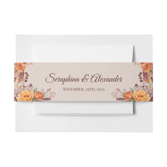 Fall Wasserfarbe Rustikale Blumenhochzeit Einladungsbanderole (Vorderseite Beispiel)