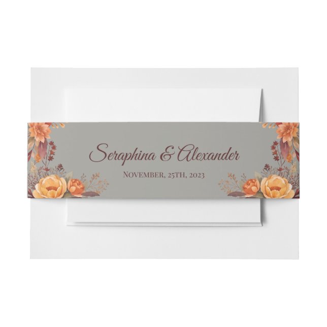 Fall Wasserfarbe Rustikale Blumenhochzeit Einladungsbanderole (Vorderseite Beispiel)