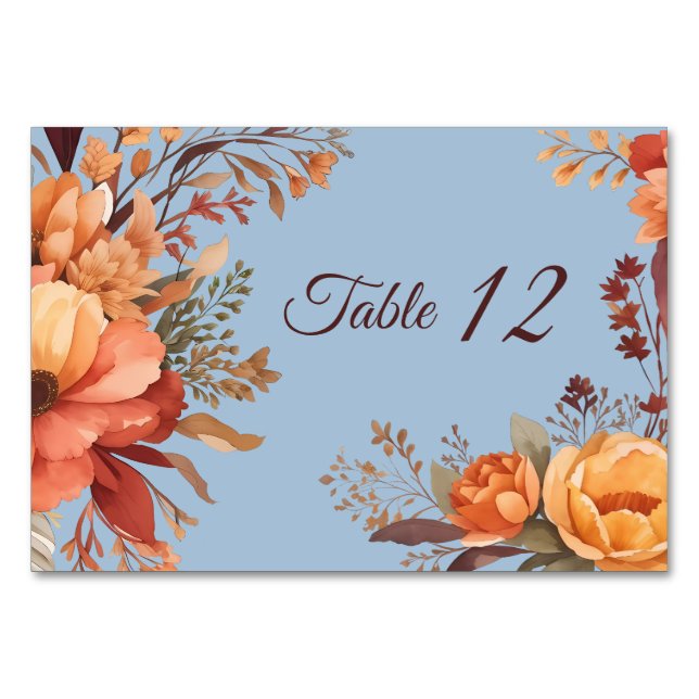 Fall Wasserfarbe Rustikale Blumenhochzeit Tischnummer (Vorderseite)